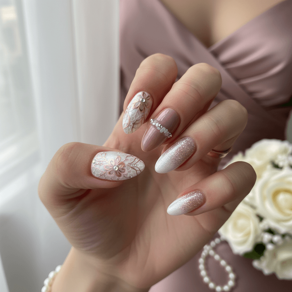 Gorgeous Photo-real Salon Bridesmaid Nails
