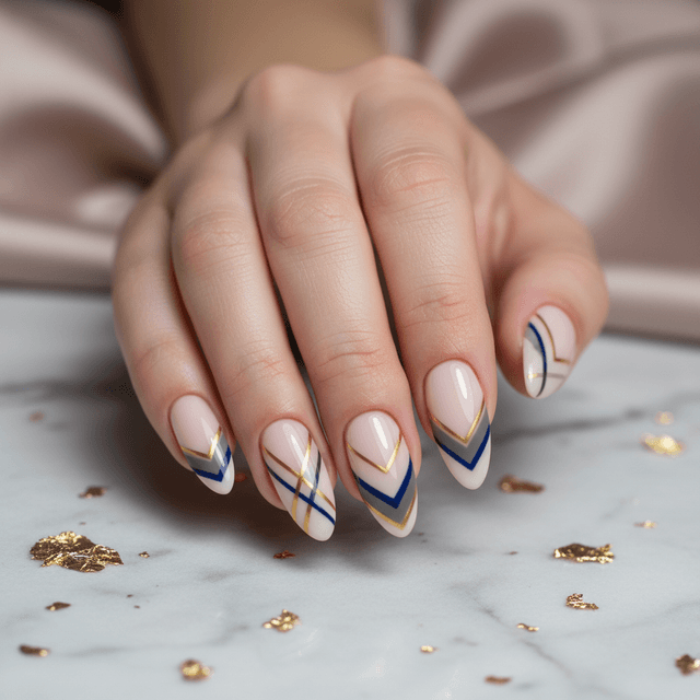 Sophisticated Photo-real Salon Chevron Nails