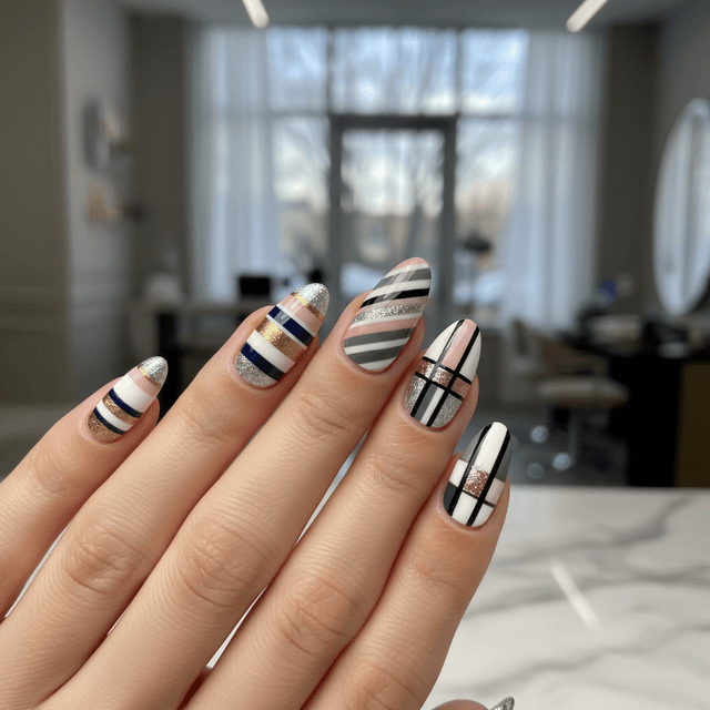 Sophisticated Photo-real Salon Stripes Nails