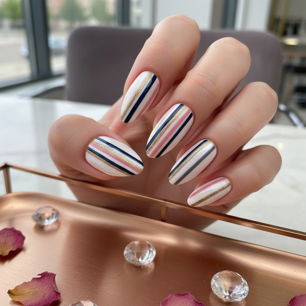 Gorgeous Photo-real Salon Stripes Nails
