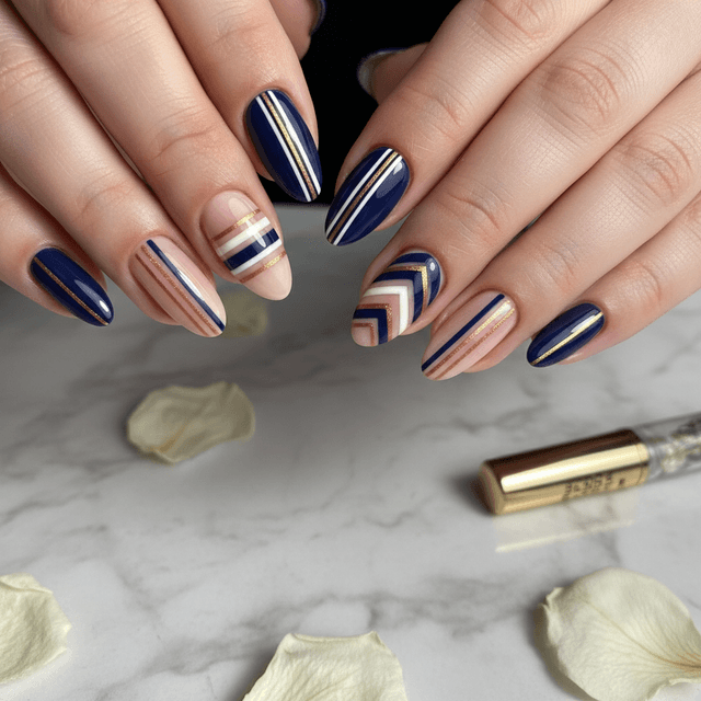 Beautiful Photo-real Salon Stripes Nails