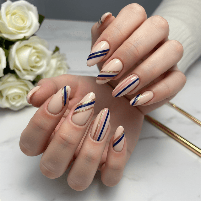 Beautiful Photo-real Salon Stripes Nails