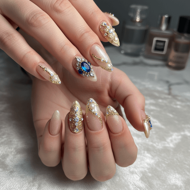 Sophisticated Photo-real Salon Embellished Nails