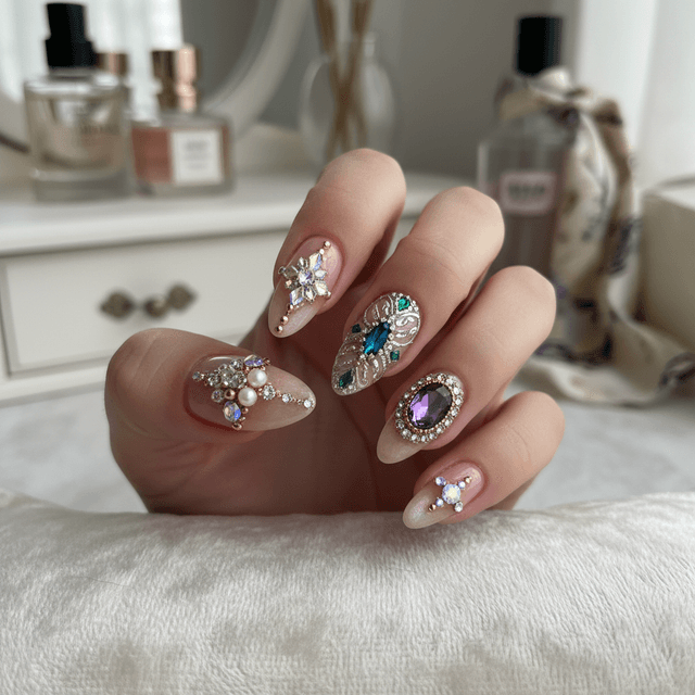 Stunning Photo-real Salon Embellished Nails