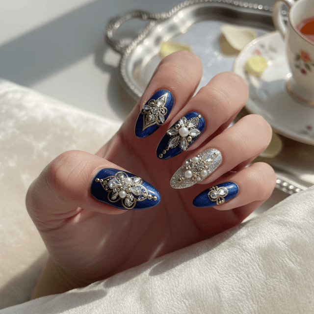 Sophisticated Photo-real Salon Embellished Nails
