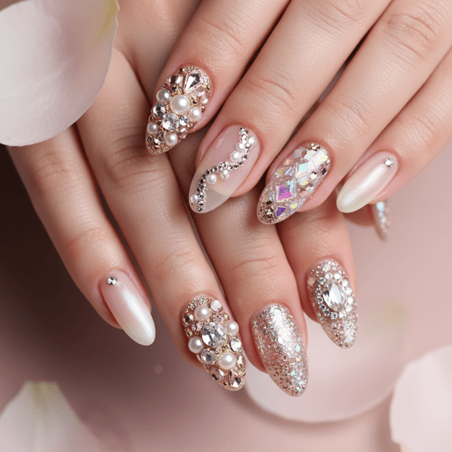 Gorgeous Photo-real Salon Embellished Nails