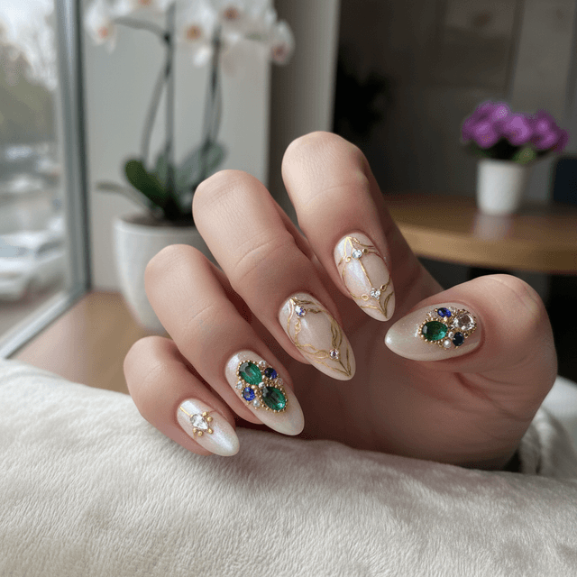 Beautiful Photo-real Salon Embellished Nails