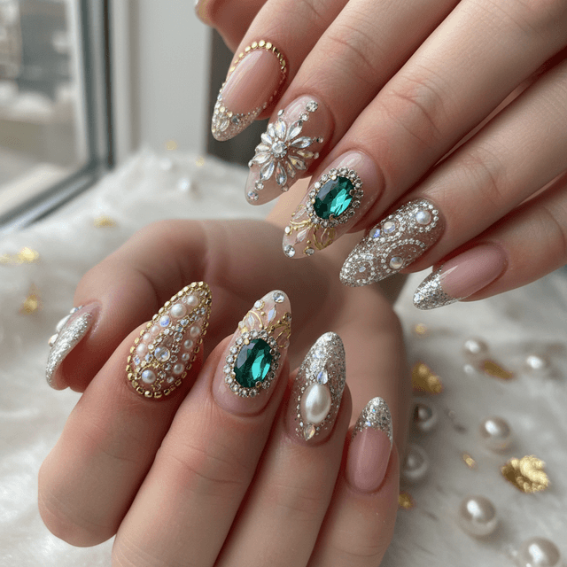 Gorgeous Photo-real Salon Embellished Nails