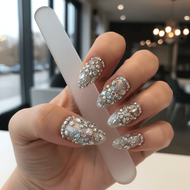 Stunning Photo-real Salon Rhinestone Nails