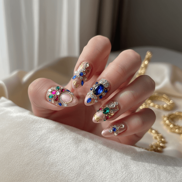 Beautiful Photo-real Salon Embellished Nails