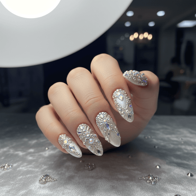 Stunning Photo-real Salon Rhinestone Nails