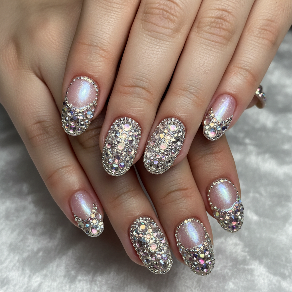 Gorgeous Photo-real Salon Rhinestone Nails