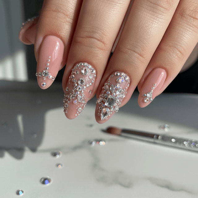 Beautiful Photo-real Salon Rhinestone Nails