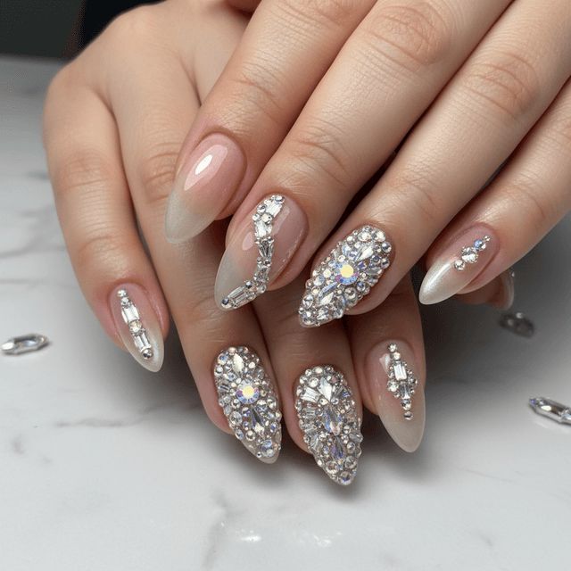 Stunning Photo-real Salon Rhinestone Nails