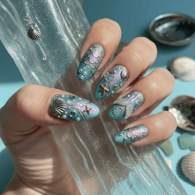 Photo-real Salon Mermaid Nails